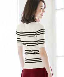 Pierrot | プチハイネック 五分袖リブ編みニット(ニット/セーター)