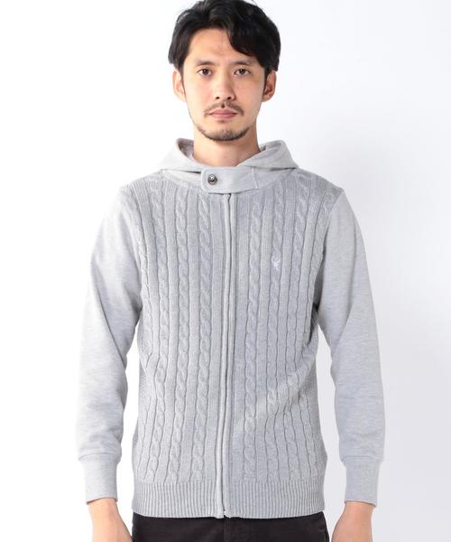 coen（コーエン）の「ニットコンビジップパーカー（パーカー・メンズ・ネイビー/グレー・X-LARGE/LARGE/MEDIUM/SMALL）」の5枚目の写真