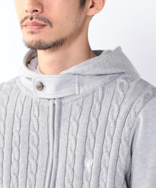 coen（コーエン）の「ニットコンビジップパーカー（パーカー・メンズ・ネイビー/グレー・X-LARGE/LARGE/MEDIUM/SMALL）」の7枚目の写真