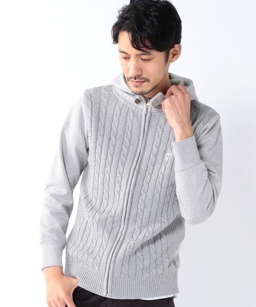 coen（コーエン）の「ニットコンビジップパーカー（パーカー・メンズ・ネイビー/グレー・X-LARGE/LARGE/MEDIUM/SMALL）」の14枚目の写真