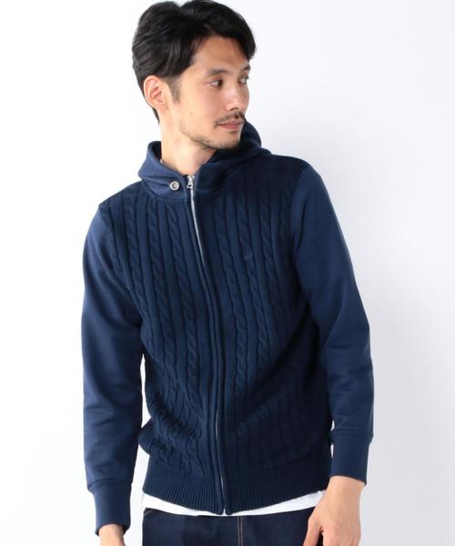 coen（コーエン）の「ニットコンビジップパーカー（パーカー・メンズ・ネイビー/グレー・X-LARGE/LARGE/MEDIUM/SMALL）」の10枚目の写真