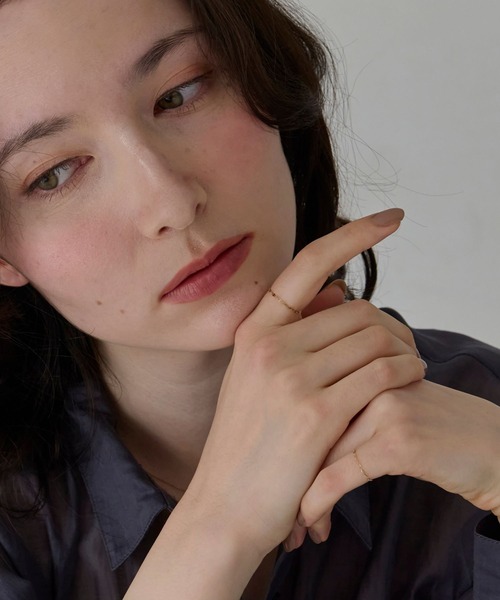 セール】【K10】ブライトネスチェーンリング/BOXつき ピンキーリング