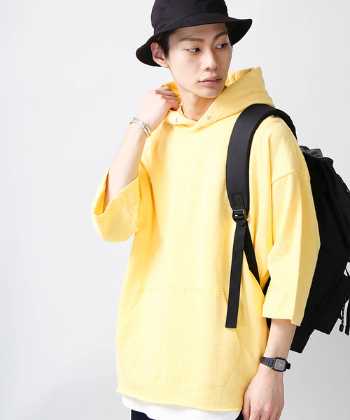 WEGO(ウィゴー)の「WEGO/スラブ裏毛BOXYビッグシルエットプルパーカー(Tシャツ/カットソー・メンズ・スミクロ/ネイビー/オフホワイト/オートミール/ライトイエロー/ライム/ライトピンク/ライトパープル・LARGE/MEDIUM)」の7枚目の写真