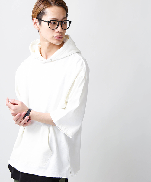WEGO(ウィゴー)の「WEGO/スラブ裏毛BOXYビッグシルエットプルパーカー(Tシャツ/カットソー・メンズ・スミクロ/ネイビー/オフホワイト/オートミール/ライトイエロー/ライム/ライトピンク/ライトパープル・LARGE/MEDIUM)」の2枚目の写真