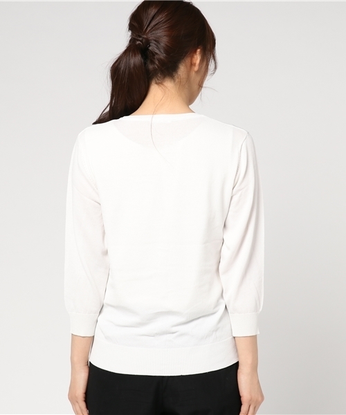 Honeys（ハニーズ）の「７分袖ＵＶ変わりボタンカーディガン（カーディガン/ボレロ・レディース・オフホワイト/ホワイト×ブルー/ブラック/ラベンダー/ホワイト×ネイビー/ピンク/ネイビー/イエロー/サックスブルー・L/M）」の15枚目の写真