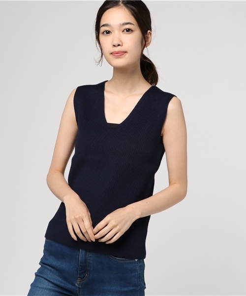 MERCURYDUO(マーキュリーデュオ)の「両畔編みニットベスト(ニット/セーター・レディース・オフホワイト/ライトグレー/マスタード/ラベンダー/ネイビー・FREE)」の18枚目の写真