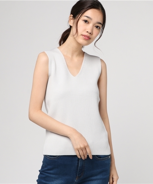 MERCURYDUO(マーキュリーデュオ)の「両畔編みニットベスト(ニット/セーター・レディース・オフホワイト/ライトグレー/マスタード/ラベンダー/ネイビー・FREE)」の6枚目の写真