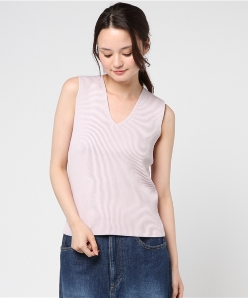 MERCURYDUO(マーキュリーデュオ)の「両畔編みニットベスト(ニット/セーター・レディース・オフホワイト/ライトグレー/マスタード/ラベンダー/ネイビー・FREE)」の9枚目の写真