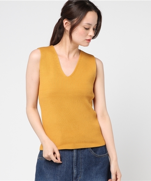 MERCURYDUO(マーキュリーデュオ)の「両畔編みニットベスト(ニット/セーター・レディース・オフホワイト/ライトグレー/マスタード/ラベンダー/ネイビー・FREE)」の5枚目の写真