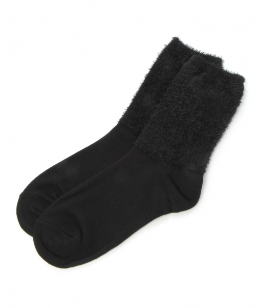 LEPSIM（レプシィム）の「フェザーキリカエソックス　766379（ソックス/靴下・レディース・ブラック/オフホワイト・ONE SIZE）」の2枚目の写真