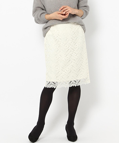 laboratory work（ラボラトリーワーク）の「【再入荷】裾スカラレーススカート（スカート・レディース・ブラック/ホワイト系その他/ホワイト/ブラック系その他・MEDIUM）」の2枚目の写真