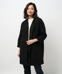 BACKフリルデザイン×フェイクウールノーカラーコート
