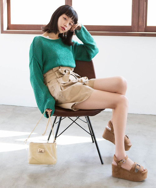 WEGO（ウィゴー）の「WEGO/チノウエストリボンキュロット（チノパンツ・レディース・ネイビー/ベージュ/カーキ・MEDIUM/LARGE）」の8枚目の写真