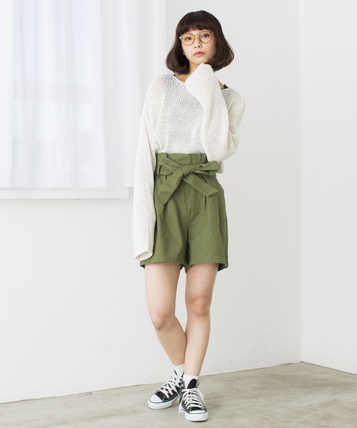 WEGO（ウィゴー）の「WEGO/チノウエストリボンキュロット（チノパンツ・レディース・ネイビー/ベージュ/カーキ・MEDIUM/LARGE）」の17枚目の写真