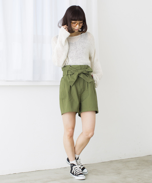 WEGO（ウィゴー）の「WEGO/チノウエストリボンキュロット（チノパンツ・レディース・ネイビー/ベージュ/カーキ・MEDIUM/LARGE）」の16枚目の写真