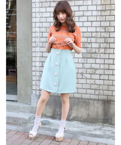 dazzlin（ダズリン）の「アイレットボーダーニットトップス（ニット/セーター・レディース・オフホワイト/オレンジ/ネイビー・FREE）」の15枚目の写真