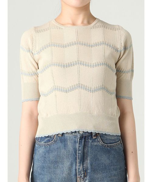 dazzlin（ダズリン）の「アイレットボーダーニットトップス（ニット/セーター・レディース・オフホワイト/オレンジ/ネイビー・FREE）」の8枚目の写真