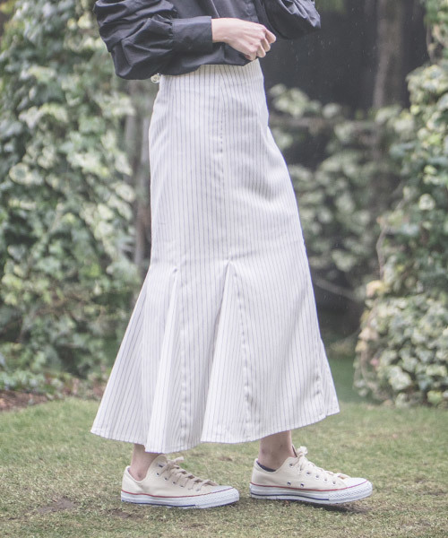 グリーンスカート ホワイトストライプ CAMBIO（カンビオ）の「rsk970-ストライプマーメイドスカート