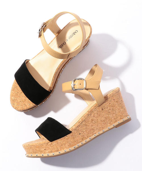 ODETTE E ODILE（オデットエオディール）の「OFC アクセントラインウェッジ サンダル70（サンダル・レディース・シルバー/イエロー/ベージュ/ブラック/オリーブ・37/35/36）」の2枚目の写真