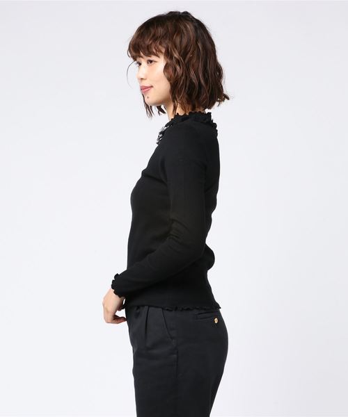 axes femme（アクシーズファム）の「お花ビジュープルオーバー（Tシャツ/カットソー・レディース・ブラック/ピンク系その他/キナリ・MEDIUM）」の4枚目の写真