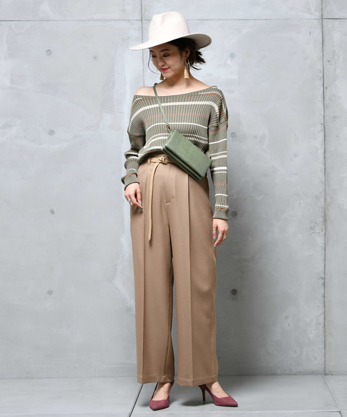 DouDou（ドゥドゥ）の「ウールライクセンプレ2（スラックス・レディース・グレー/キャメル/オフホワイト/マスタード・38/36/37）」の5枚目の写真