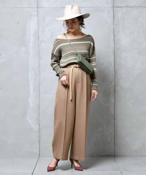 DouDou（ドゥドゥ）の「ウールライクセンプレ2（スラックス・レディース・グレー/キャメル/オフホワイト/マスタード・38/36/37）」の6枚目の写真