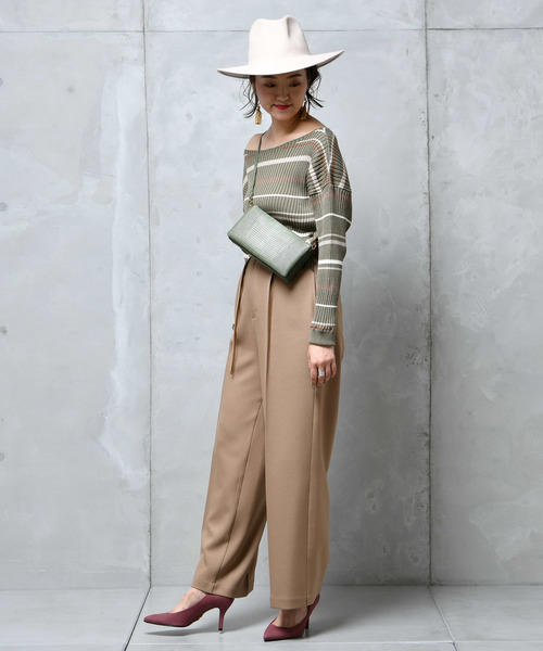 DouDou（ドゥドゥ）の「ウールライクセンプレ2（スラックス・レディース・グレー/キャメル/オフホワイト/マスタード・38/36/37）」の7枚目の写真