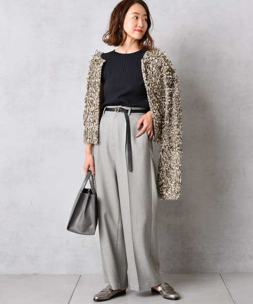 DouDou（ドゥドゥ）の「ウールライクセンプレ2（スラックス・レディース・グレー/キャメル/オフホワイト/マスタード・38/36/37）」の11枚目の写真