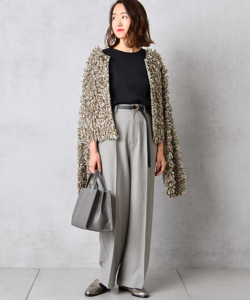 DouDou（ドゥドゥ）の「ウールライクセンプレ2（スラックス・レディース・グレー/キャメル/オフホワイト/マスタード・38/36/37）」の12枚目の写真