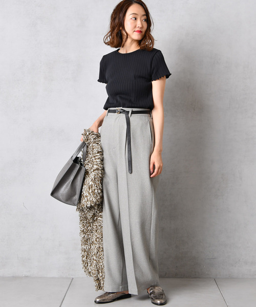 DouDou（ドゥドゥ）の「ウールライクセンプレ2（スラックス・レディース・グレー/キャメル/オフホワイト/マスタード・38/36/37）」の13枚目の写真