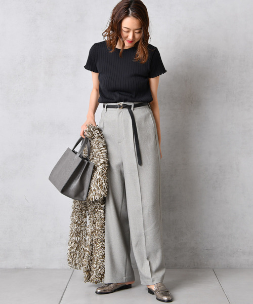 DouDou（ドゥドゥ）の「ウールライクセンプレ2（スラックス・レディース・グレー/キャメル/オフホワイト/マスタード・38/36/37）」の14枚目の写真