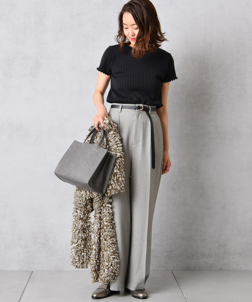 DouDou（ドゥドゥ）の「ウールライクセンプレ2（スラックス・レディース・グレー/キャメル/オフホワイト/マスタード・38/36/37）」の15枚目の写真