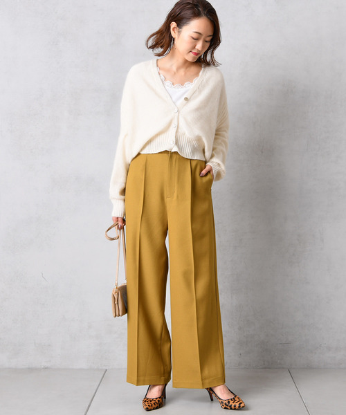 DouDou（ドゥドゥ）の「ウールライクセンプレ2（スラックス・レディース・グレー/キャメル/オフホワイト/マスタード・38/36/37）」の19枚目の写真