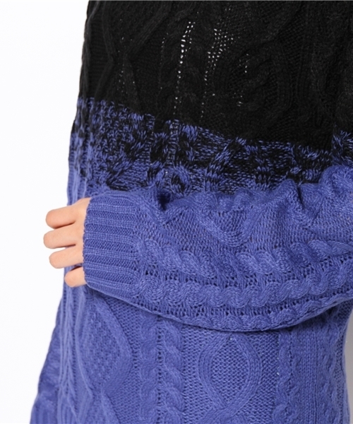 WEGO（ウィゴー）の「WEGO/グラデーションケーブルニット（ニット/セーター・レディース・ダークグレー/ブルー/ピンク・FREE）」の8枚目の写真