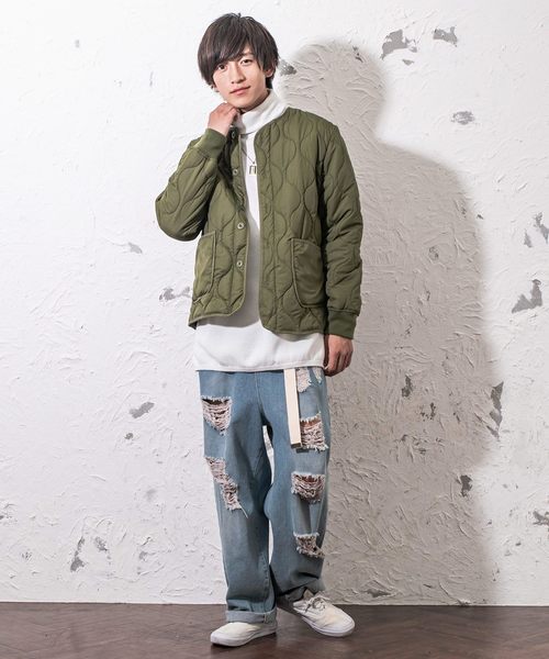 MinoriTY（マイノリティ）の「キルティングノーカラーブルゾン ミリタリージャケット（その他アウター・メンズ・オリーブ/ベージュ/ネイビー/レッド/ブラック・M/L/XL）」の10枚目の写真