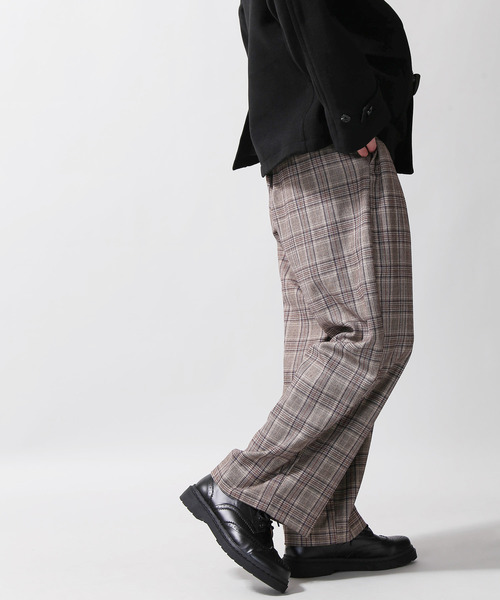 WEGO（ウィゴー）の「WEGO/ベルト付きチェックワイド起毛スラックス（スラックス・メンズ・ブラック系その他2/ブラウン系その他2・SMALL/MEDIUM/LARGE）」の9枚目の写真