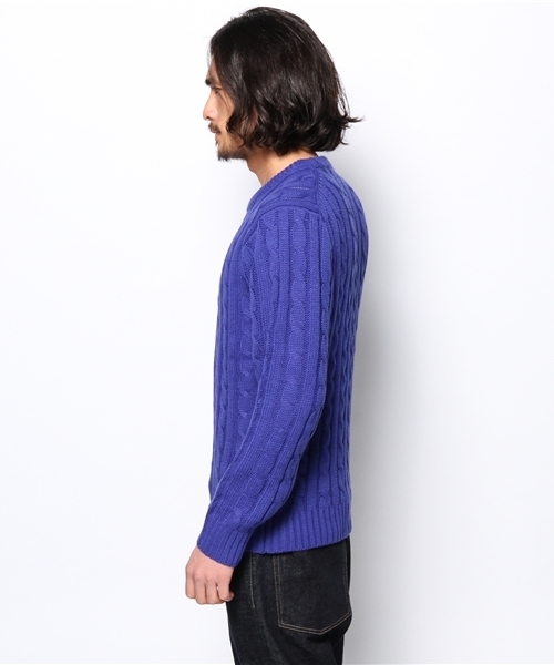 WEGO（ウィゴー）の「WEGO/ケーブル編みニット（ニット/セーター・メンズ・ワイン/ブルー/オフホワイト/グリーン/ネイビー/レッド/杢グレー・SMALL/MEDIUM/LARGE）」の9枚目の写真