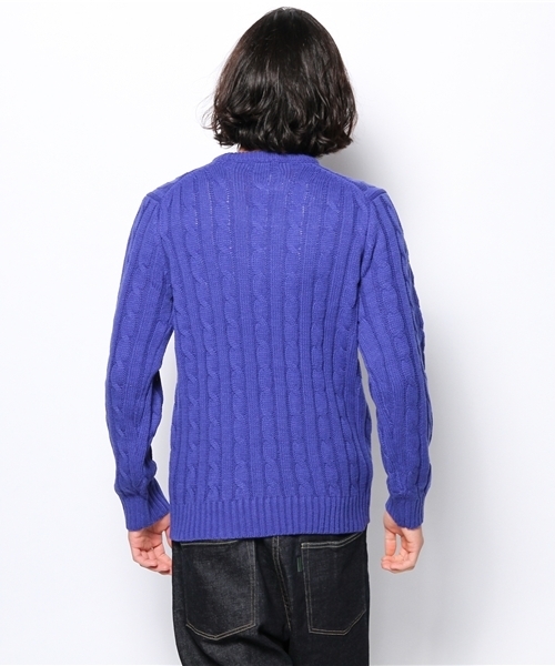 WEGO（ウィゴー）の「WEGO/ケーブル編みニット（ニット/セーター・メンズ・ワイン/ブルー/オフホワイト/グリーン/ネイビー/レッド/杢グレー・SMALL/MEDIUM/LARGE）」の10枚目の写真