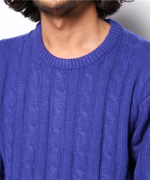 WEGO（ウィゴー）の「WEGO/ケーブル編みニット（ニット/セーター・メンズ・ワイン/ブルー/オフホワイト/グリーン/ネイビー/レッド/杢グレー・SMALL/MEDIUM/LARGE）」の11枚目の写真