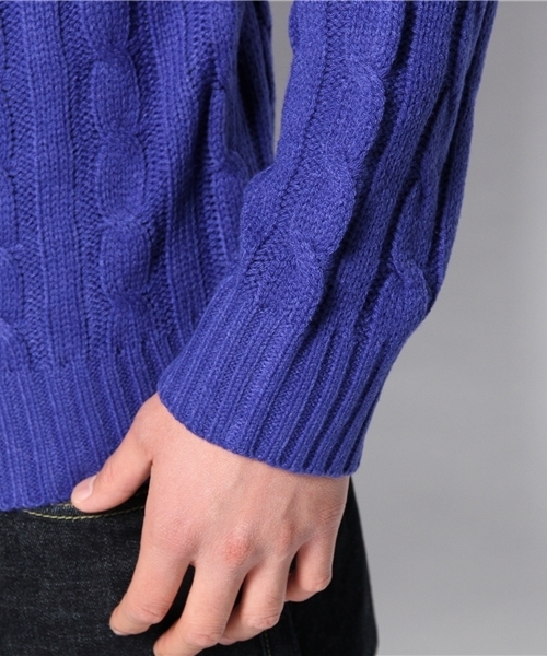 WEGO（ウィゴー）の「WEGO/ケーブル編みニット（ニット/セーター・メンズ・ワイン/ブルー/オフホワイト/グリーン/ネイビー/レッド/杢グレー・SMALL/MEDIUM/LARGE）」の12枚目の写真