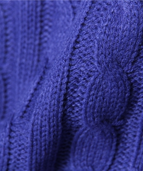 WEGO（ウィゴー）の「WEGO/ケーブル編みニット（ニット/セーター・メンズ・ワイン/ブルー/オフホワイト/グリーン/ネイビー/レッド/杢グレー・SMALL/MEDIUM/LARGE）」の13枚目の写真