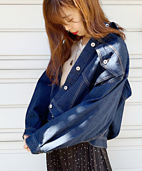 apres jour（アプレジュール）の「BIGポケットＧジャン【ZOZOTOWN限定アイテム】（デニムジャケット・レディース・ブラック/オフホワイト/ケミカルウォッシュ/ダークインディゴブルー・フリー）」の3枚目の写真