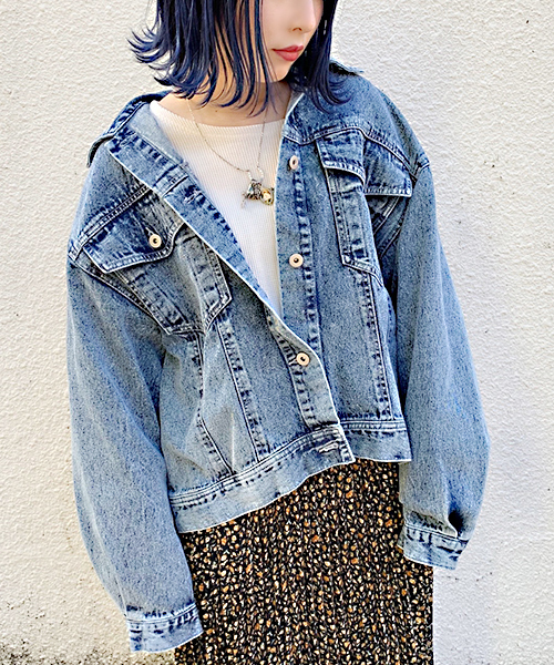 apres jour（アプレジュール）の「BIGポケットＧジャン【ZOZOTOWN限定アイテム】（デニムジャケット・レディース・ブラック/オフホワイト/ケミカルウォッシュ/ダークインディゴブルー・フリー）」の5枚目の写真