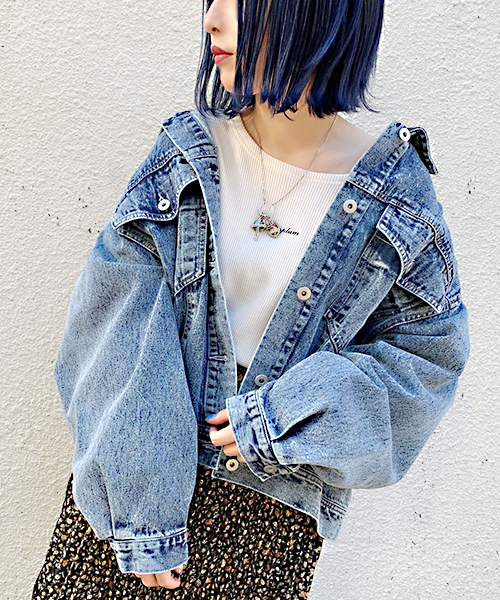 apres jour（アプレジュール）の「BIGポケットＧジャン【ZOZOTOWN限定アイテム】（デニムジャケット・レディース・ブラック/オフホワイト/ケミカルウォッシュ/ダークインディゴブルー・フリー）」の8枚目の写真