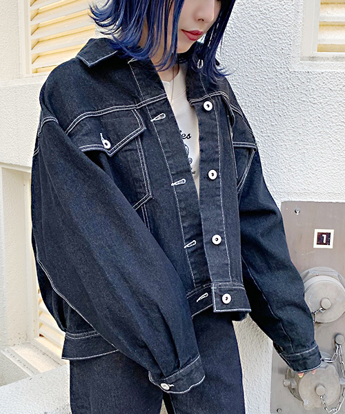 apres jour（アプレジュール）の「BIGポケットＧジャン【ZOZOTOWN限定アイテム】（デニムジャケット・レディース・ブラック/オフホワイト/ケミカルウォッシュ/ダークインディゴブルー・フリー）」の12枚目の写真