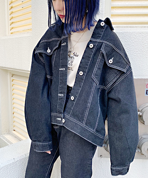 apres jour（アプレジュール）の「BIGポケットＧジャン【ZOZOTOWN限定アイテム】（デニムジャケット・レディース・ブラック/オフホワイト/ケミカルウォッシュ/ダークインディゴブルー・フリー）」の14枚目の写真