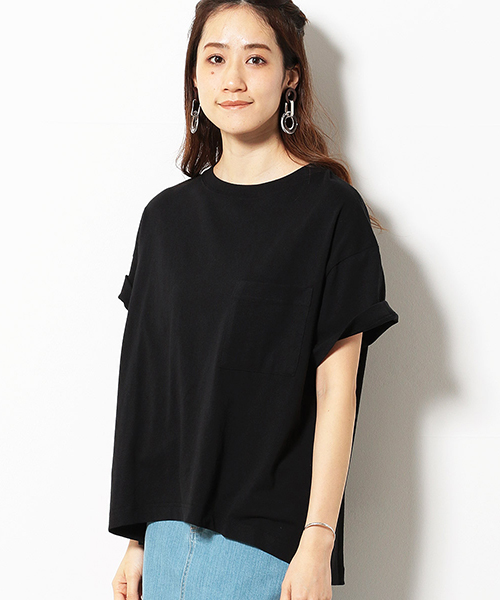 Purple&Yellow(パープルアンドイエロー)の「ショートワイド Tシャツ(Tシャツ/カットソー・レディース・アイボリー/ブラック/ブルー・SMALL/MEDIUM)」の3枚目の写真