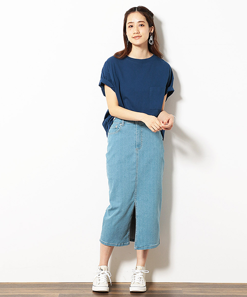 Purple&Yellow(パープルアンドイエロー)の「ショートワイド Tシャツ(Tシャツ/カットソー・レディース・アイボリー/ブラック/ブルー・SMALL/MEDIUM)」の9枚目の写真