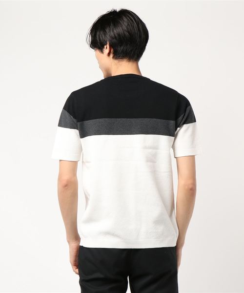 CRAFT STANDARD BOUTIQUE（クラフトスタンダードブティック）の「配色ニット編み地違いニットプルオーバー○（ニット/セーター・メンズ・ブラック/ネイビー・M/LL/L）」の4枚目の写真