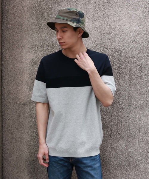 CRAFT STANDARD BOUTIQUE（クラフトスタンダードブティック）の「配色ニット編み地違いニットプルオーバー○（ニット/セーター・メンズ・ブラック/ネイビー・M/LL/L）」の2枚目の写真